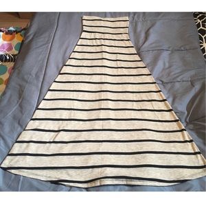 I love S & S co tan and black stripped maxi skirt
